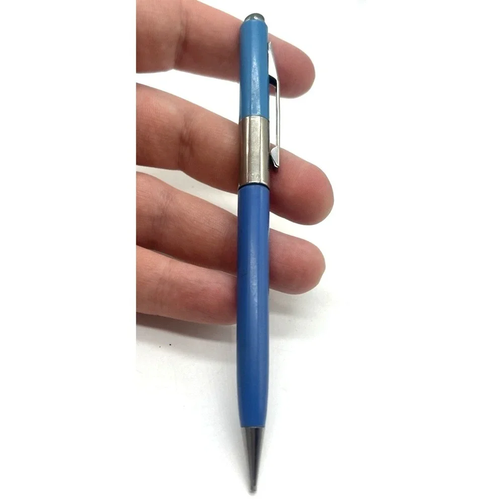 Scripto Mechanical Pencil Twist Bright Blue & Silver Vintage Retro Eraser End